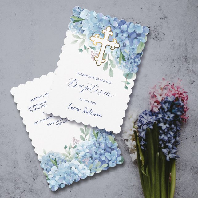 Hydrangea Baptism Inbjudningar (Skapare uppladdad)