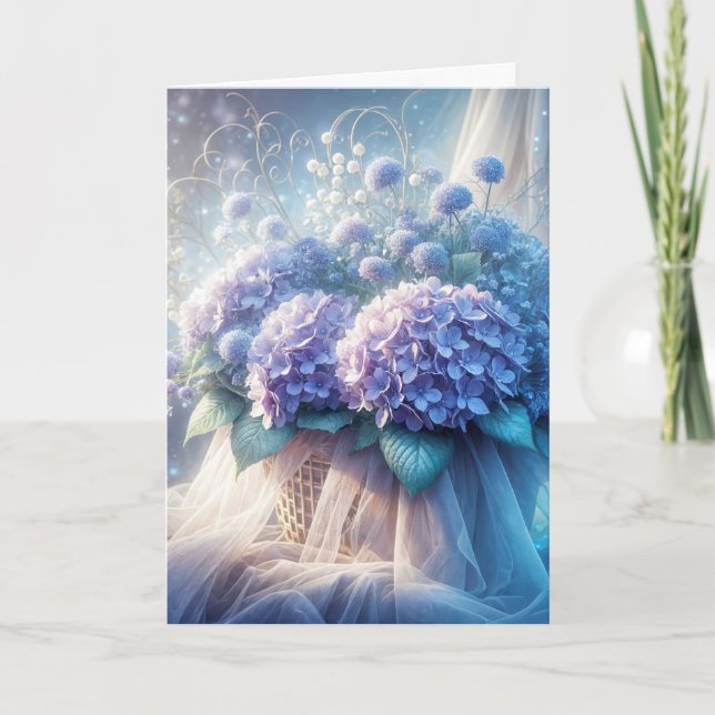 Hydrangea Basket Bouquet Kort (Framsida)
