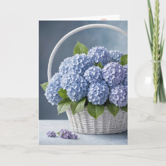 Hydrangea Basket For Birthday Kort (Framsida)