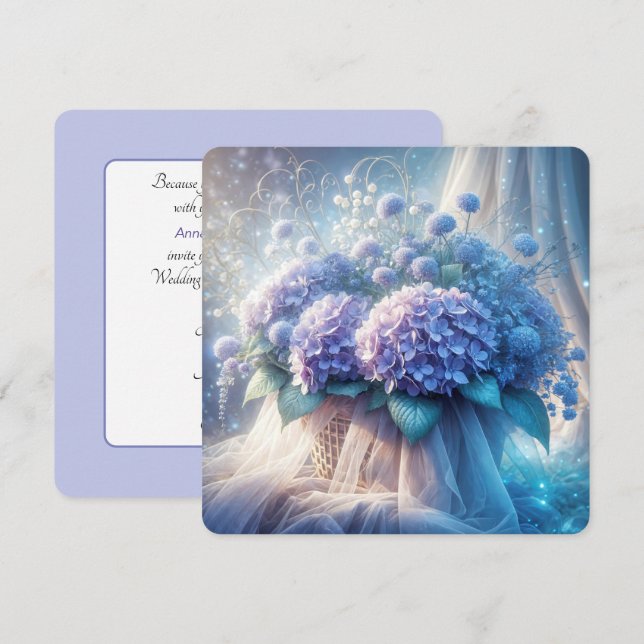 Hydrangea Basket för förnyelse av Bröllop Vow Inbjudningar (Fram/baksida)