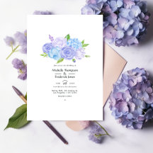 Hydrangea Blå och Ljus Lavendel Bröllop