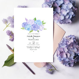 Hydrangea Blå och Ljus Lavendel Bröllop Inbjudningar
