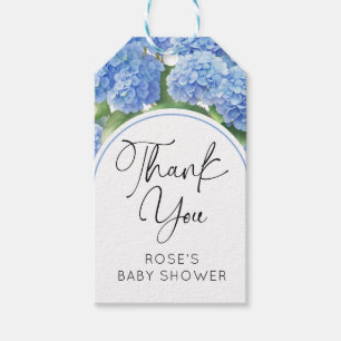 Hydrangea Blåa blommor Det är en pojkvän-babyskor Presentetikett