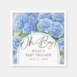Hydrangea Blåa blommor Oh Boy Baby Shower Pappersservett