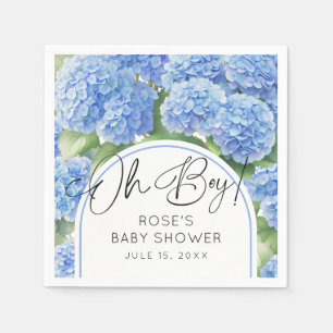 Hydrangea Blåa blommor Oh Boy Baby Shower Pappersservett
