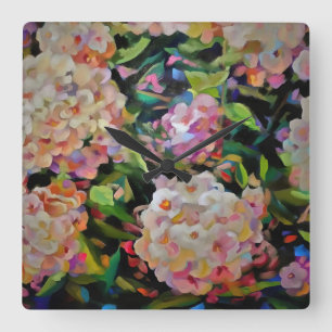 Hydrangea Blommar Decorative Blommigt Art Rosa Fyrkantig Klocka