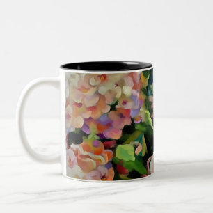 Hydrangea Blommar Decorative Blommigt Art Rosa Två-Tonad Mugg