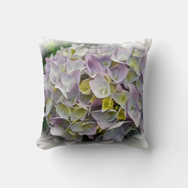 Hydrangea-Blommar för lavender och Gult - Pillow Kudde (Framsida)