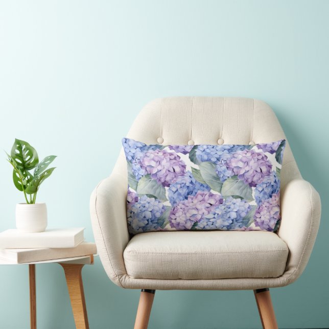 Hydrangea Blommig Bomullskudde Lumbarkudde (Stol)