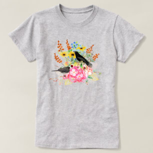 Hydrangea Blommig Fågelälskares T-Shirt