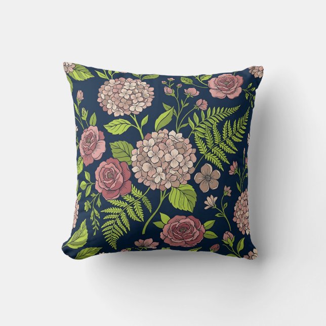 Hydrangea Blommig Romantik Kastkudde Kudde (Framsida)