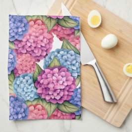 Hydrangea Blommig Rosa Blå Kökshandduk