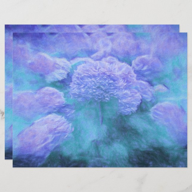 Hydrangea Blommigt Chic Lila Teal Vintage (Fram/baksida)