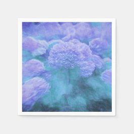 Hydrangea Blommigt Chic Lila Teal Vintage Pappersservett