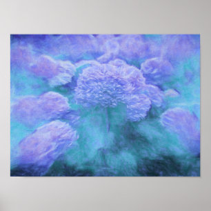 Hydrangea Blommigt Chic Lila Vintage Poster