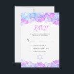 Hydrangea Blommigt Rosa Vattenfärg Bat mitzvah OSA Kort<br><div class="desc">Det här bat mitzvah OSA-responskortet har vattenfärgsblommor i blad av rosa, lavender och akvajblått. Modern manustypografi i rosa tipsar kortet med övriga detaljer i grått. Nedan är en stjärna av David och fler blommor. Kortets baksida har en stjärna av David i rosa, akvarier och lavender. Det här kortet matchar vår...</div>