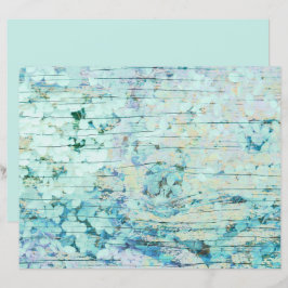 Hydrangea Blommigt Teal Land Vintage Wood