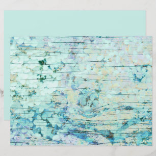 Hydrangea Blommigt Teal Land Vintage Wood