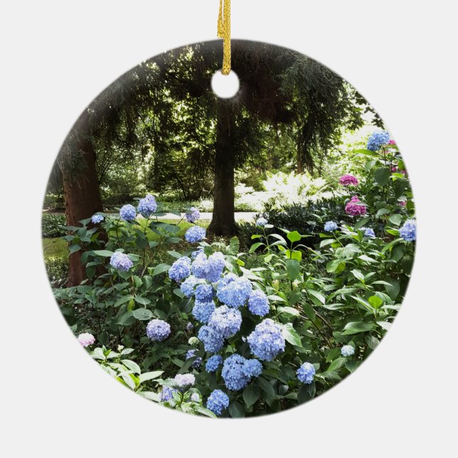 Hydrangea Blommigt Träd Natur Fotografi Julgransprydnad Keramik (Baksidan)