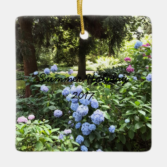 Hydrangea Blommigt Träd Natur Fotografi Julgransprydnad Keramik (Framsida)