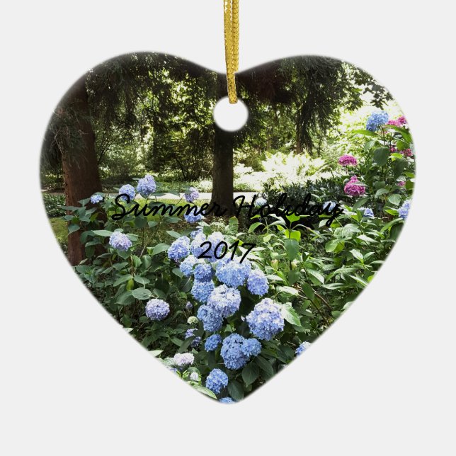 Hydrangea Blommigt Träd Natur Fotografi Julgransprydnad Keramik (Framsidan)