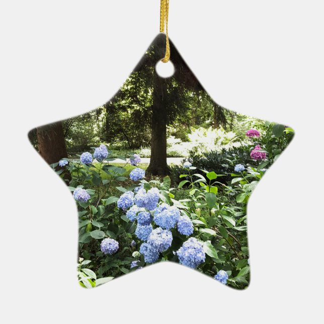 Hydrangea Blommigt Träd Natur Fotografi Julgransprydnad Keramik (Baksidan)