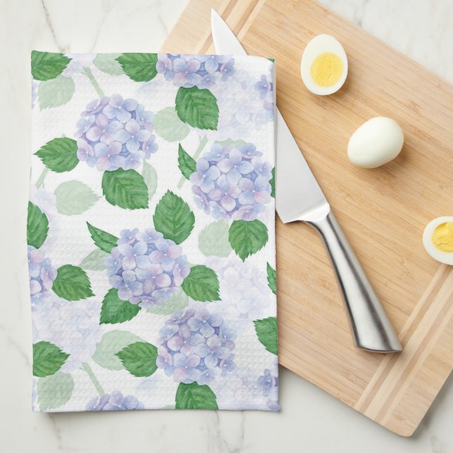 Hydrangea Blommigt Vattenfärg blå Kökshandduk (Vikt i Fjärdedel)