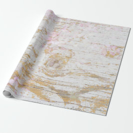 Hydrangea Blommigt White Distress Vintage Wood Presentpapper