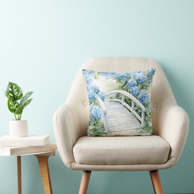 Hydrangea blommor akvarell kudde (Stol)