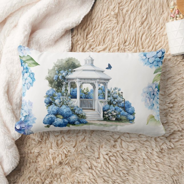 Hydrangea blommor akvarell lumbarkudde (Filt)