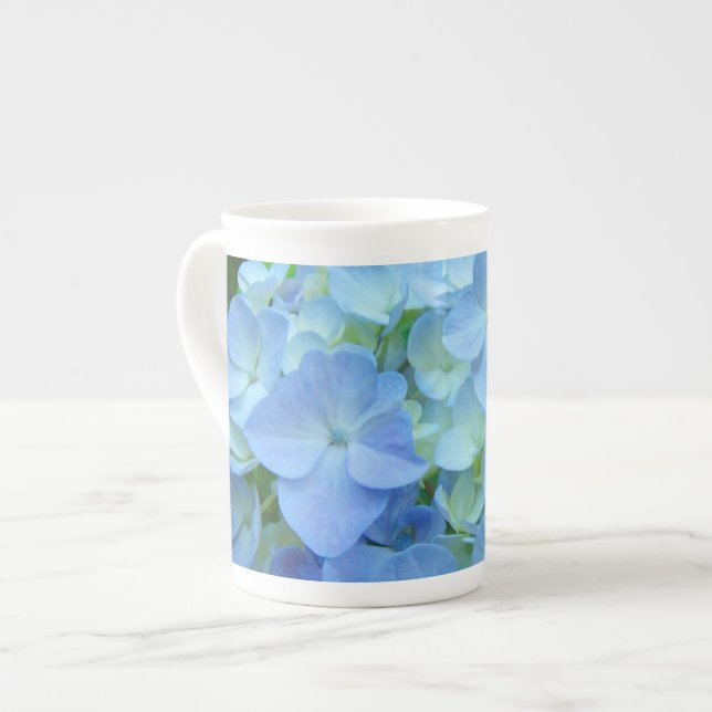 Hydrangea Blommor Blå Ben Porslin Mugg Benporslin Mugg (Framsida vänster)
