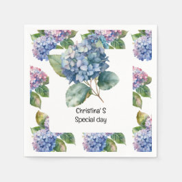 Hydrangea blommor flora florist älskare vattenfärg pappersservett