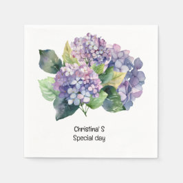 Hydrangea blommor flora florist älskare vattenfärg pappersservett