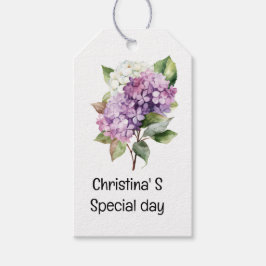 Hydrangea blommor flora florist älskare vattenfärg presentetikett