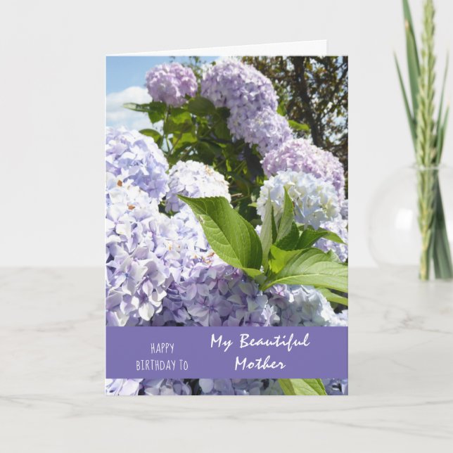 Hydrangea blommor från Grattis på födelsedagen Mor Kort (Framsida)