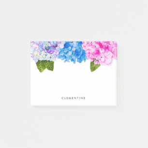 Hydrangea Blommor Vattenfärg Lägg till ditt nam Post-it Block