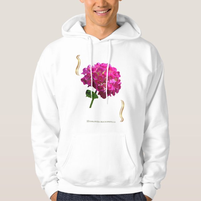 Hydrangea Bloom – Vintage Botanical Fuchsia Hoodie (Framsida)