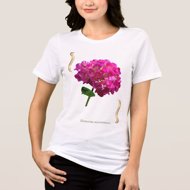 Hydrangea Bloom – Vintage Botanical Fuchsia T Shirt (Framsida)