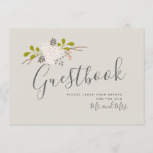 Hydrangea Blooms Botanical Bröllop Guestbook-tecke