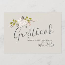 Hydrangea Blooms Botanical Bröllop Guestbook-tecke Inbjudningar