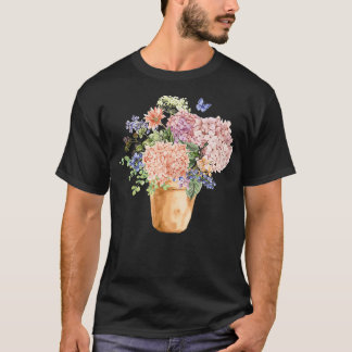 Hydrangea Blooms Bouquet Blommigt Vår sommarflöde T Shirt