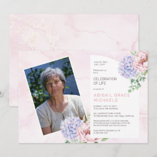 Hydrangea Blooms Woman Rosa Firande of Life Inbjudningar