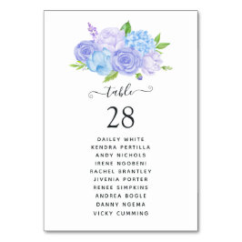 Hydrangea Blue and Light Lavender Bröllop Bordsnummer