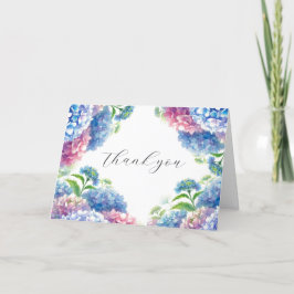 Hydrangea Blue Blommigt Bröllop Tack Kort