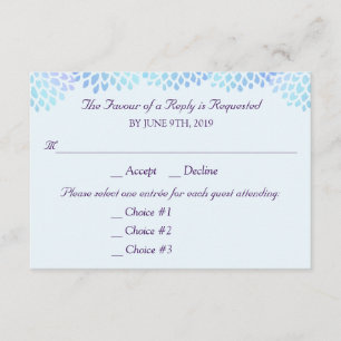 Hydrangea Blue Bröllop Response OSA 3 Entree Kort