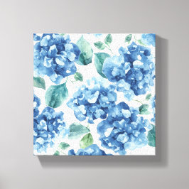 Hydrangea Blues | Akvarellblommor Blommönster Canvastryck