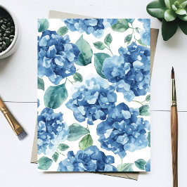 Hydrangea Blues | Akvarellblommor Blommönster Vykort
