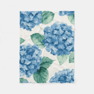 Hydrangea Blues Blommig Akvarell Botaniska Blommor Fleecefilt