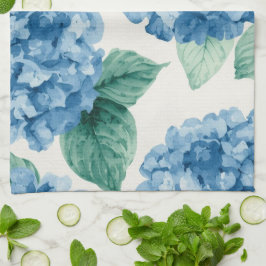 Hydrangea Blues Blommig Akvarell Botaniska Blommor Kökshandduk