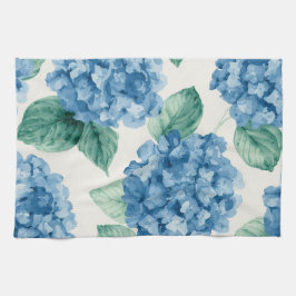 Hydrangea Blues Blommig Akvarell Botaniska Blommor Kökshandduk